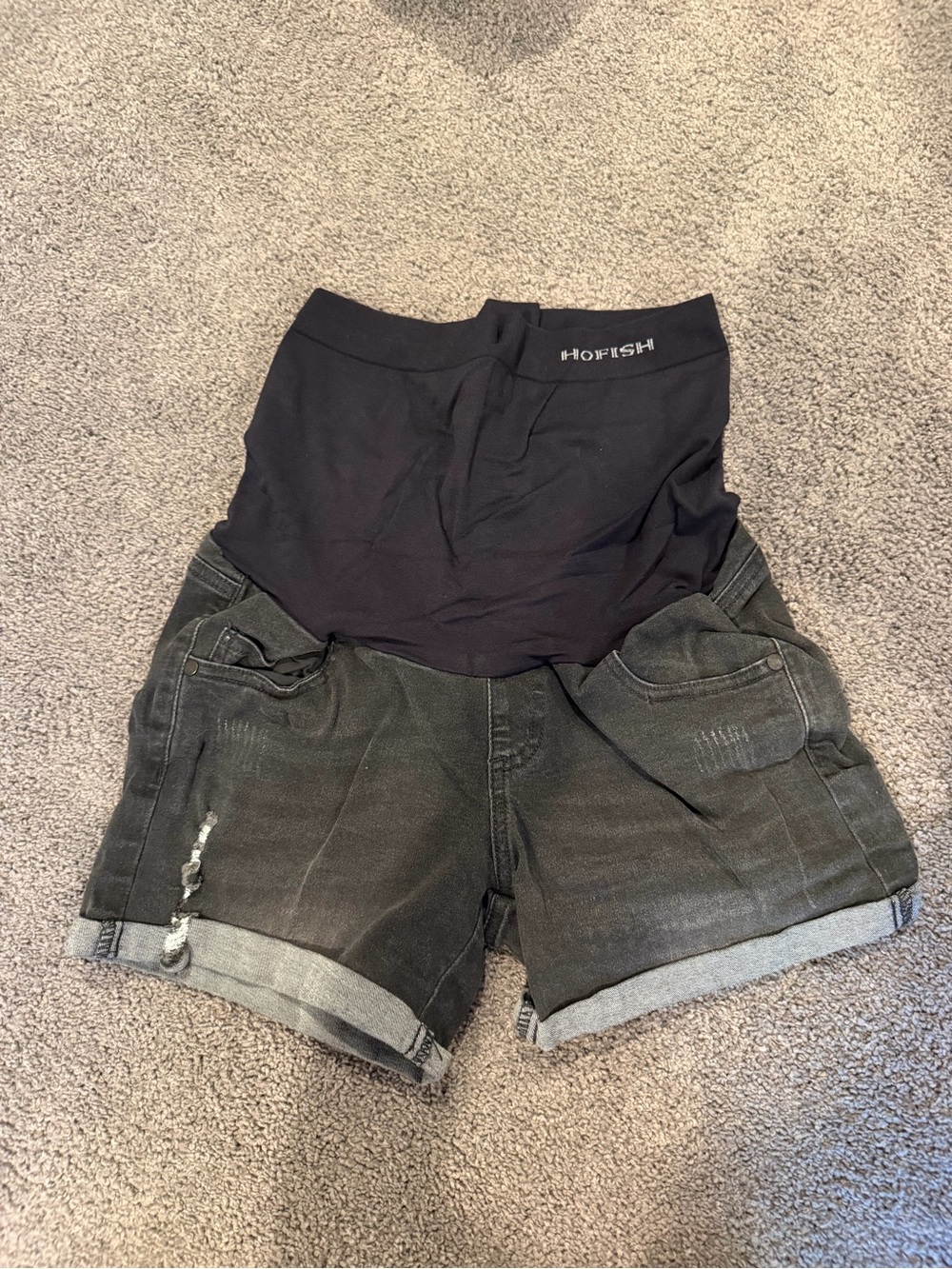 Black Maternity Denim Shorts